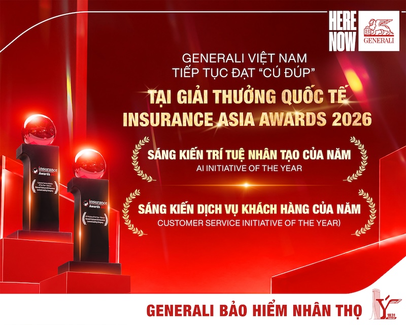 Generali nhận cú đúp giải thưởng về công nghệ và dịch vụ khách hàng tại Insurance Asia Awards 2026 3 Hinh 1 Generali Viet Nam tu hao nhan hai giai thuong tai Insurance Asia Awards 2026